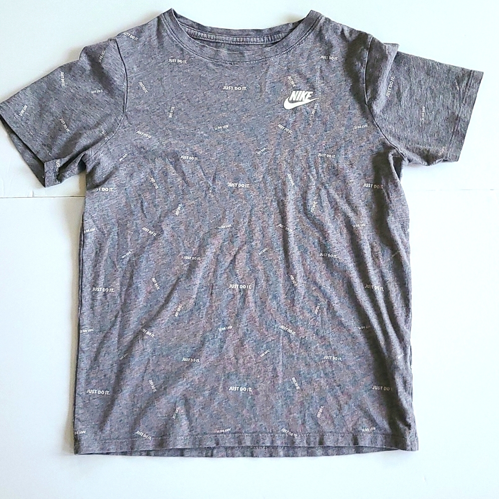 Nike Large Gray white just do it logo short sleeve crewneck tee shirt
